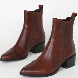 Vagabond Marja Brandy Leather Pointed-Toe Ankle Boots in Brown